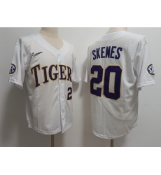 Men LSU Tigers #20 Paul Skenes white Baseball Jersey