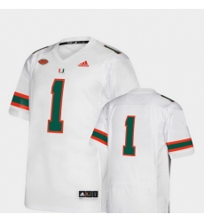 Men Miami Hurricanes 1 White College Football Premier Jersey