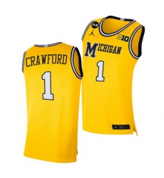 Michigan Wolverines Jamal Crawford Yellow Blm Social Justice Jersey