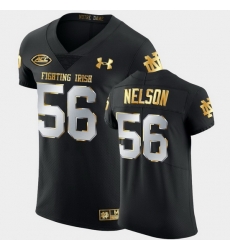 Men Notre Dame Fighting Irish Quenton Nelson Golden Edition Black Authentic Jersey