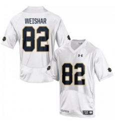 Men Under Armour 82 Replica White Nic Weishar Notre Dame Fighting Irish Alumni Football Jersey