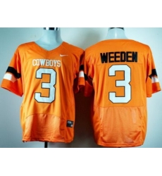 Oklahoma State Cowboys 3# Brandon Weeden Orange Pro Combat College Football NCAA Jerseys