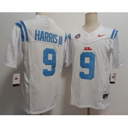 Ole Miss Rebels #9 Tre Harris III White Blue F U S E Jersey