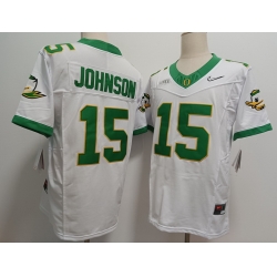 Oregon Ducks #15 Tez Johnson White  Reflect