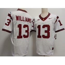 USC Trojans #13Caleb Williams White  F U S E Jersey BIG Patch