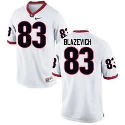 Men Georgia Bulldogs #83 Jeb Blazevich College Football Jerseys-White