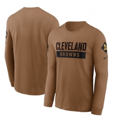 Men Cleveland Browns 2023 Brown Salute To Service Long Sleeve T Shirt