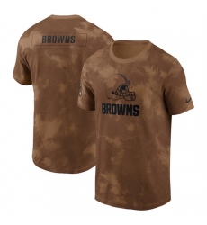 Men Cleveland Browns 2023 Brown Salute To Service Sideline T Shirt