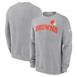 Men Nike Heather Gray Cleveland Browns Club Pullover Sweatshirt