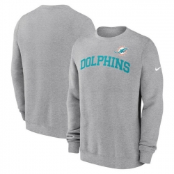 Men Nike Heather Gray Miami Dolphins Club Pullover Sweatshirt