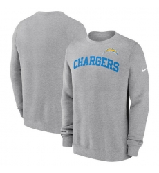 Men Nike Heather Gray Los Angeles Chargers Club Pullover Sweatshirt