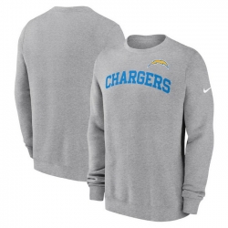 Men Nike Heather Gray Los Angeles Chargers Club Pullover Sweatshirt