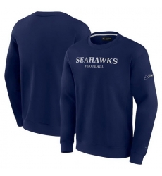 Men Fanatics College Navy Seattle Seahawks Elements Unlimited Fleece Pullover Sweatshirt