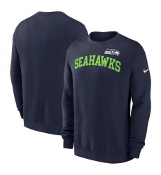 Men Nike College Navy Seattle Seahawks Club Pullover Sweatshirt