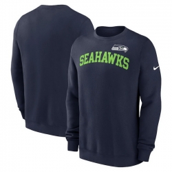 Men Nike College Navy Seattle Seahawks Club Pullover Sweatshirt