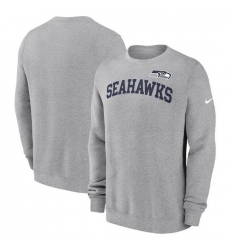 Men Nike Heather Gray Seattle Seahawks Club Pullover Sweatshirt