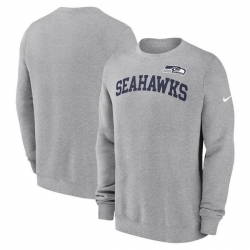 Men Nike Heather Gray Seattle Seahawks Club Pullover Sweatshirt