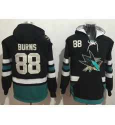 Men San Jose Sharks 88 Brent Burns Black Name  26 Number Pullover NHL Hoodie