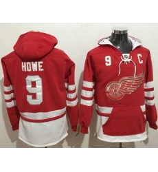 Men Detroit Red Wings 9 Gordie Howe Red Name  26 Number Pullover NHL Hoodie