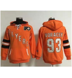 Women Philadelphia Flyers 93 Jakub Voracek Orange Old Time Heidi NHL Hoodie