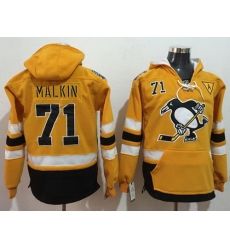 Men Pittsburgh Penguins 71 Evgeni Malkin Gold Sawyer Hooded Sweatshirt 2017 Stadium Series Stitched NHL Jersey