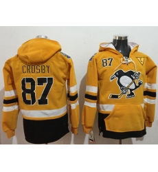 Men Pittsburgh Penguins 87 Sidney Crosby Gold Sawyer Hooded Sweatshirt 2017 Stadium Series Stitched NHL Jersey