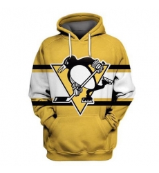 Men Pittsburgh Penguins Gold All Stitched Hooded Sweatshirt