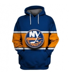 Men New York Islanders Blue Orange All Stitched Hooded Sweatshirt