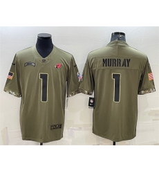 Men Arizona Cardinals 1 Kyler Murray Olive 2022 Salute To Service Limited Stitched Jersey