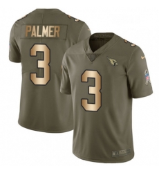 Men Nike Arizona Cardinals 3 Carson Palmer Limited OliveGold 2017 Salute to Service NFL Jersey