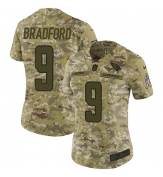 Nike Cardinals #9 Sam Bradford Camo Women Stitched NFL Limited 2018 Salute to Service Jersey