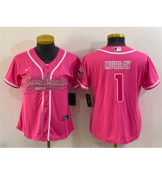 Women Arizona Cardinals 1 Kyler Murray Pink With Patch Cool Base Stitched Baseball Jersey