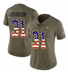 Womens Nike Arizona Cardinals 31 David Johnson Limited OliveUSA Flag 2017 Salute to Service NFL Jersey