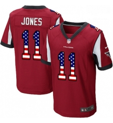 Men Nike Atlanta Falcons 11 Julio Jones Elite Red Home USA Flag Fashion NFL Jersey