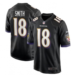 Men Baltimore Ravens #18 Roque Smith Black Vapor Limited Stitched Jersey