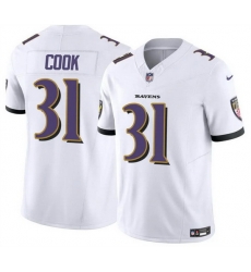 Men Baltimore Ravens 31 Dalvin Cook White 2024 F U S E  Vapor Limited Football Jersey