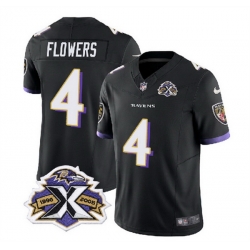 Men Baltimore Ravens 4 Zay Flowers Black 2023 F U S E With Patch Throwback Vapor Limited Jersey