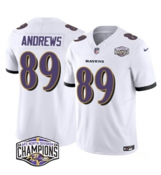 Men Baltimore Ravens 89 Mark Andrews White F U S E 2024 AFC North Division Champions Vapor Limited Football Jersey