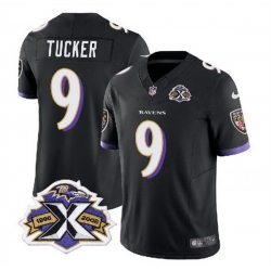 Men Baltimore Ravens 9 Justin Tucker Black 2023 F U S E With Patch Throwback Vapor Limited Jersey