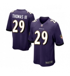 Mens Baltimore Ravens 29 Earl Thomas III Game Purple Team Color Football Jersey