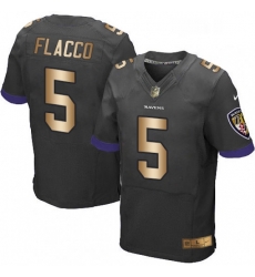 Mens Nike Baltimore Ravens 5 Joe Flacco Elite BlackGold Alternate NFL Jersey