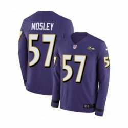 Mens Nike Baltimore Ravens 57 CJ Mosley Limited Purple Therma Long Sleeve NFL Jersey