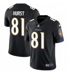 Mens Nike Baltimore Ravens 81 Hayden Hurst Black Alternate Vapor Untouchable Limited Player NFL Jersey