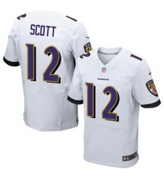 Nike Ravens 12 Jaleel Scott White Elite Jersey