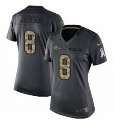 Womens Nike Baltimore Ravens 8 Lamar Jackson Limited Black 2016 Salute to Service NFL Jersey