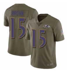 Ravens 15 Marquise Brown Olive Youth Stitched Football Limited 2017 Salute to Service Jersey