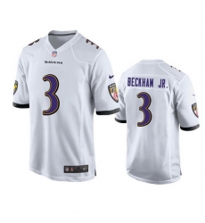 Youth Baltimore Ravens 3 Odell Beckham Jr  White Stitched Game Jersey