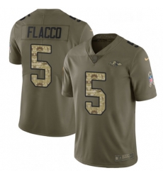 Youth Nike Baltimore Ravens 5 Joe Flacco Limited OliveCamo Salute to Service NFL Jersey