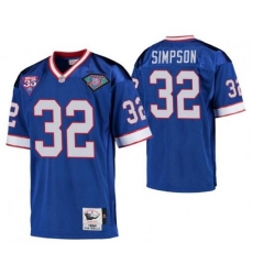 Men Bills OJ simpson #32 Blue Throwback Stitched Jersey