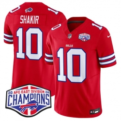 Men Buffalo Bills 10 Khalil Shakir Red F U S E  2024 AFC East Division Champions Vapor Limited Stitched Football Jersey